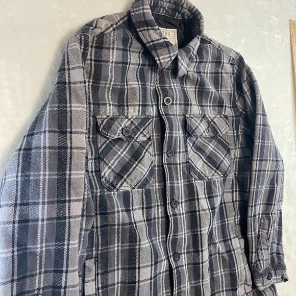 Merona Mens Lined Plaid Gray Flannel Size L Quilted Shirt Jacket Shacket - Picture 5 of 10